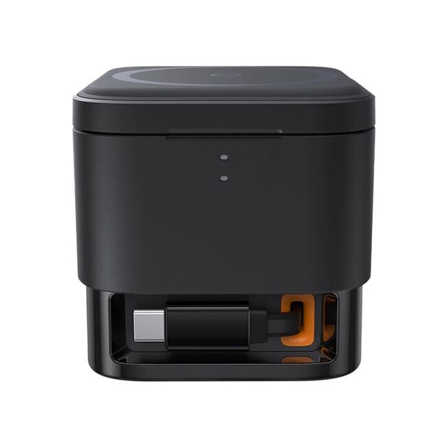 Statie de incarcare 2-in-1 Magnetic Wireless Charger cu MagSafe Baseus Cube Shape, MagSafe, Qi, Type-C, 25W, negru