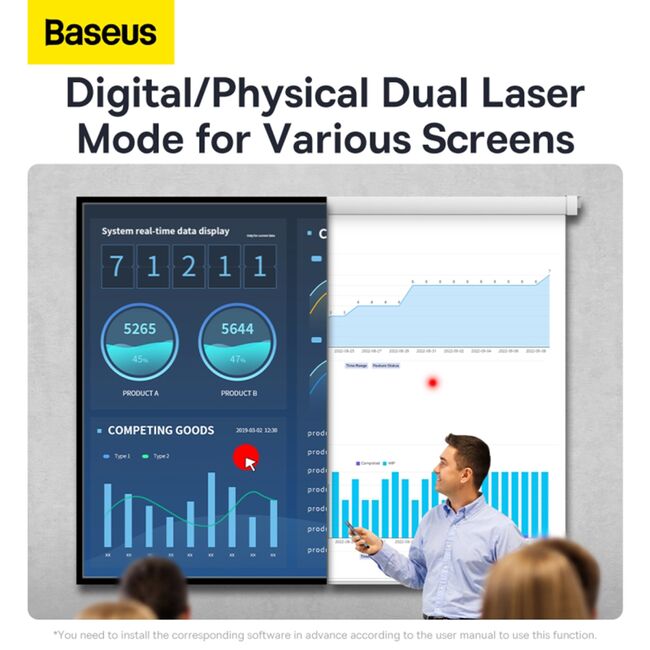 Telecomanda prezentari cu laser pointer lumina rosie, Smart Voice Assistant, Baseus WKCD020013