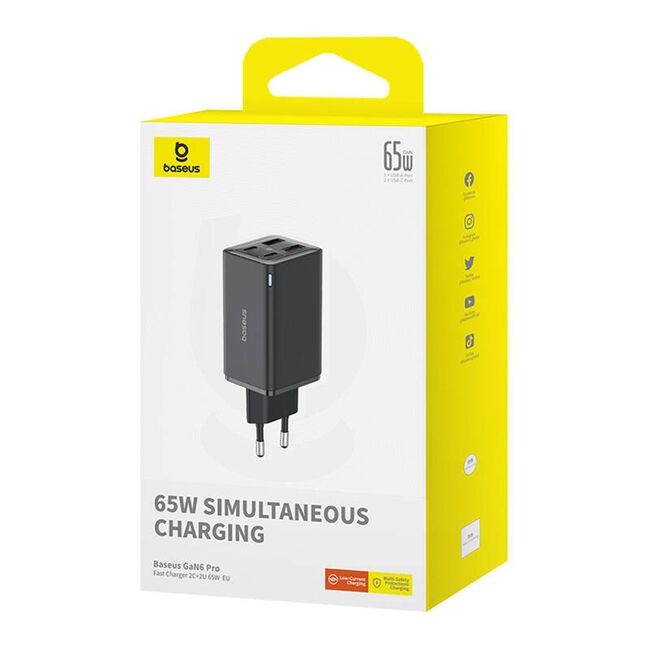Incarcator priza GaN 2x USB, 2x Type-C, 65W Type-C Baseus, 65W, P10162701113-00