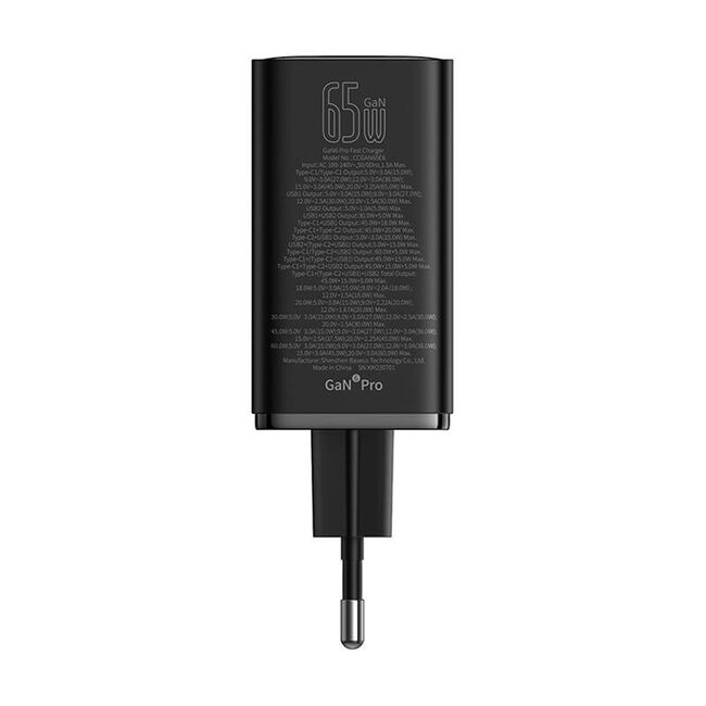 Incarcator priza GaN 2x USB, 2x Type-C, 65W Type-C Baseus, 65W, P10162701113-00
