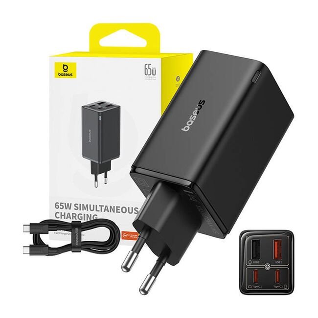Incarcator priza GaN 2x USB, 2x Type-C, 65W Type-C Baseus, 65W, P10162701113-00
