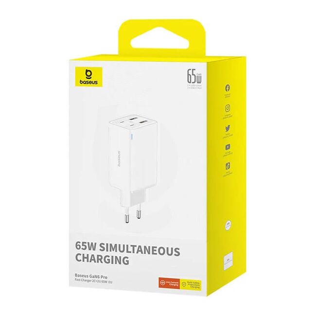 Incarcator priza GaN 2x USB, 2x Type-C, 65W Type-C Baseus, 65W, P10162701213-00