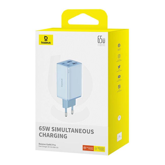 Incarcator priza GaN 2x USB, 2x Type-C, 65W, Baseus, 65W, P10162701533-00