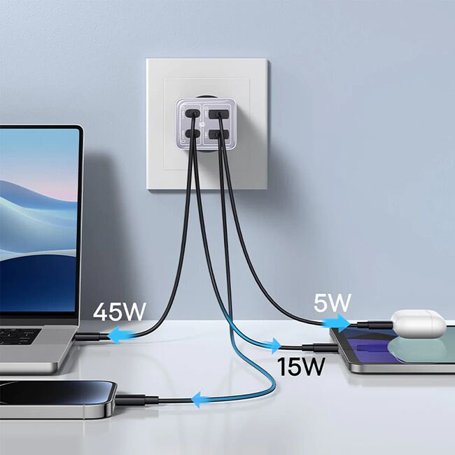 Incarcator priza GaN 2x USB, 2x Type-C, 65W, Baseus, 65W, P10162701533-00