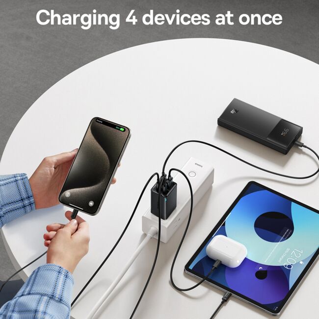 Incarcator priza US GaN6 USB, Type-C + cablu Type-C Baseus, 65W, P10162702113-00