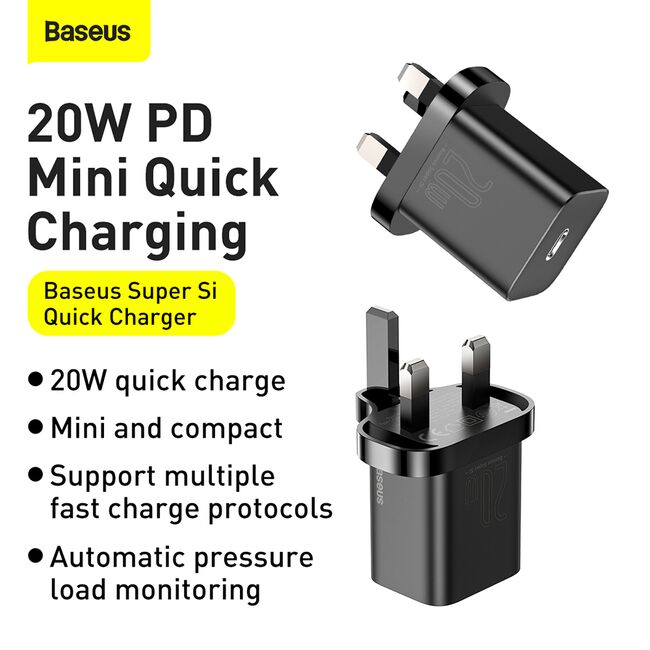 Incarcator priza UK Anglia, Type-C Baseus, 20W, CCSUP-K01