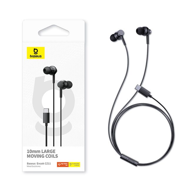 Casti audio in-ear cu fir Type-C Baseus Encok CZ11, negru