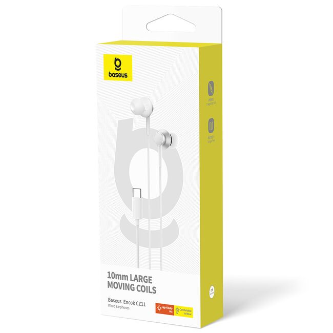 Casti audio in-ear cu fir Type-C Baseus Encok CZ11, alb