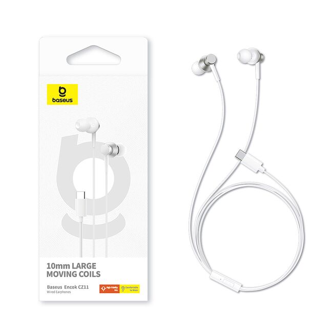 Casti audio in-ear cu fir Type-C Baseus Encok CZ11, alb
