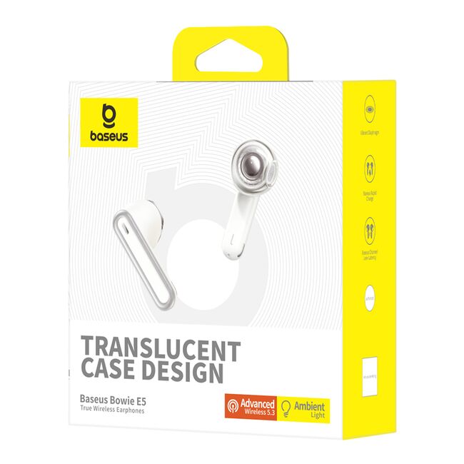 Casti wireless Earbuds half-in-ear TWS Baseus Bowie E5, alb