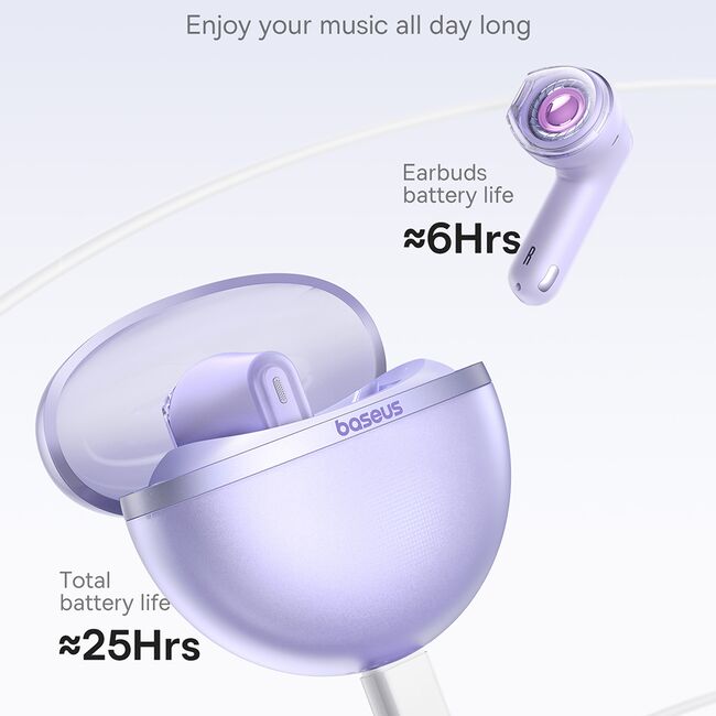 Casti wireless Earbuds half-in-ear TWS Baseus Bowie E5, mov