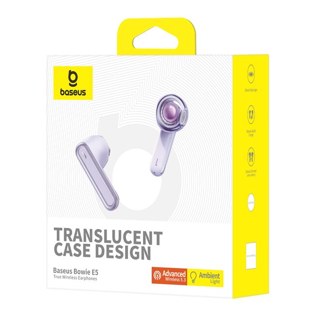 Casti wireless Earbuds half-in-ear TWS Baseus Bowie E5, mov