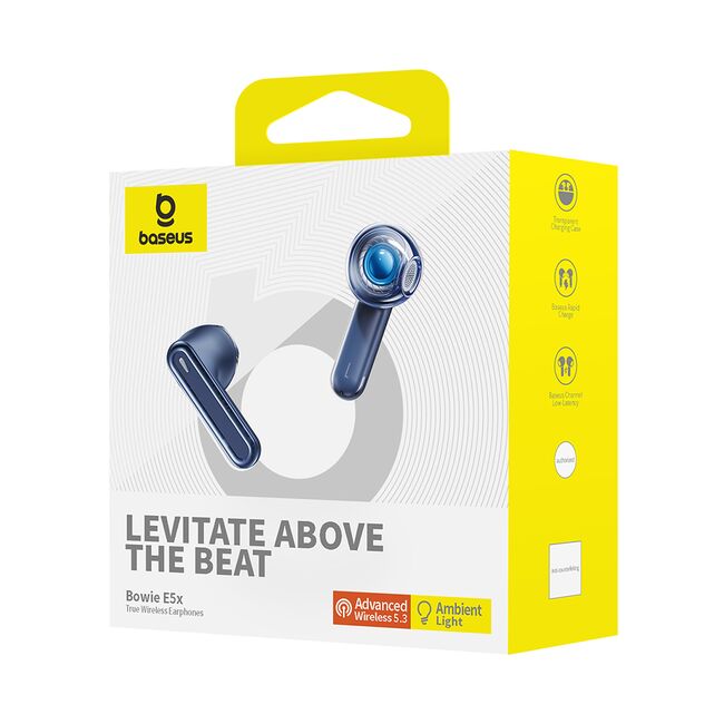 Casti half-in-ear TWS Bluetooth ANC Baseus Bowie E5x, albastru