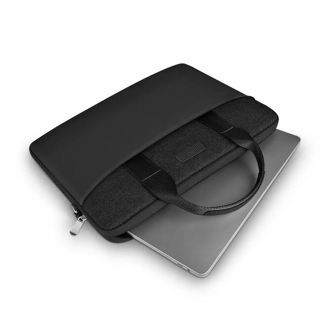 Geanta pentru laptop pana la 16 inch Premium Quality, curea de umar, buzunar frontal cu fermoar, multiple compartimente, negru