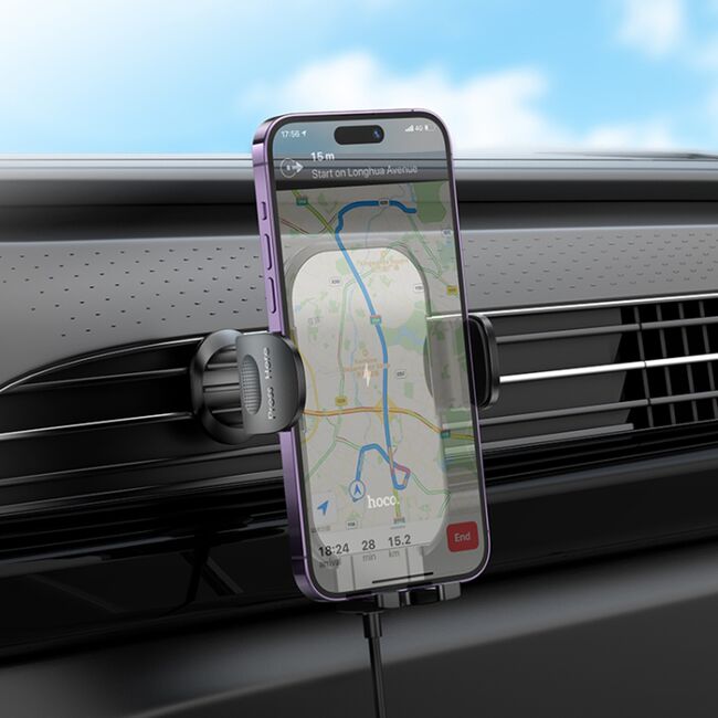 Suport telefon auto cu incarcare wireless Hoco HW4, 15W