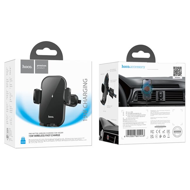 Suport telefon auto cu incarcare wireless Hoco HW4, 15W