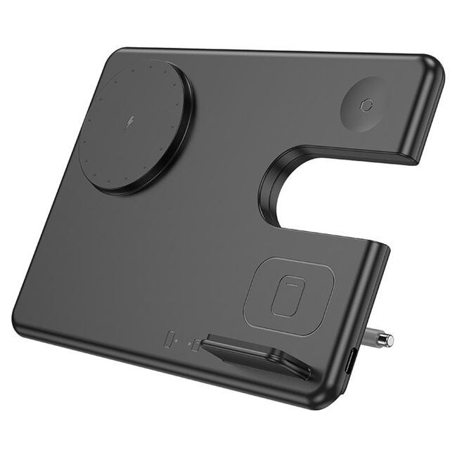 Statie incarcare wireless pentru Apple iPhone, Watch, casti, Hoco CQ1, 15W, negru