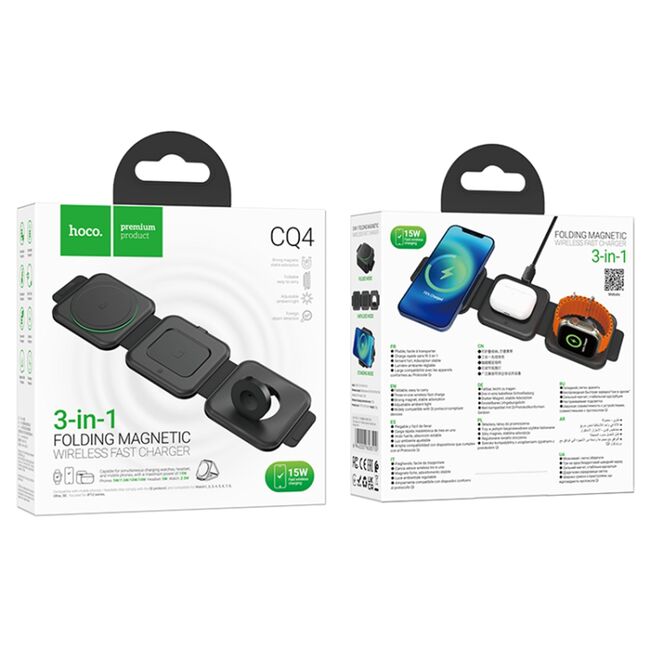 Statie de incarcare telefoane, casti, ceas Hoco CQ4, 15W, negru