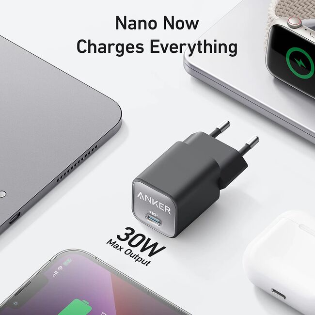 Incarcator priza GaN Type-C, 30W Anker 511, Nano 3, alb