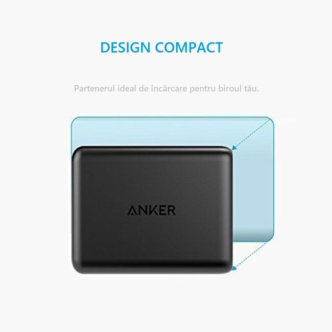 Incarcator de retea Anker PowerPort+ 5 Qualcomm Quick Charge 3.0 63W 5 porturi USB PowerIQ Negru