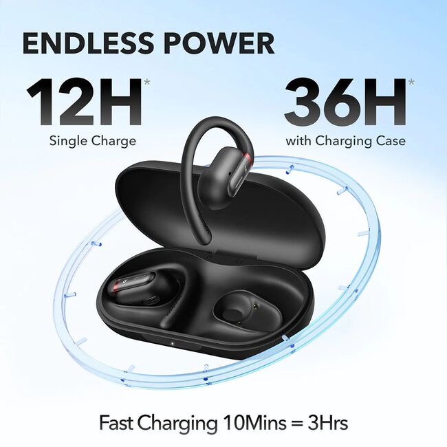Casti Wireless Open-Ear Anker SoundCore V30i, IPX5, Autonomie 36H, Bluetooth 5.3, Negru