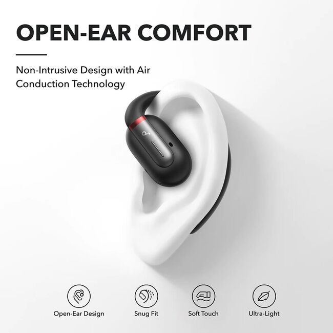 Casti Wireless Open-Ear Anker SoundCore V30i, IPX5, Autonomie 36H, Bluetooth 5.3, Negru