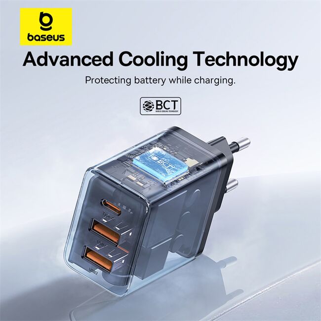 Incarcator GaN priza 2x USB, Type-C, Fast Charging, 30W Baseus, P10111402113-00