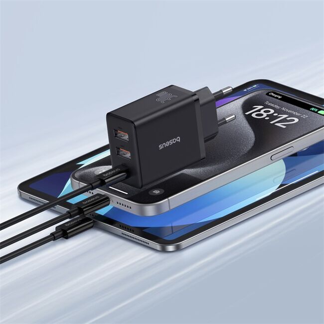 Incarcator GaN priza 2x USB, Type-C, Fast Charging, 30W Baseus, P10111402113-00