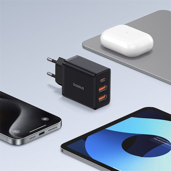Incarcator GaN priza 2x USB, Type-C, Fast Charging, 30W Baseus, P10111402113-00