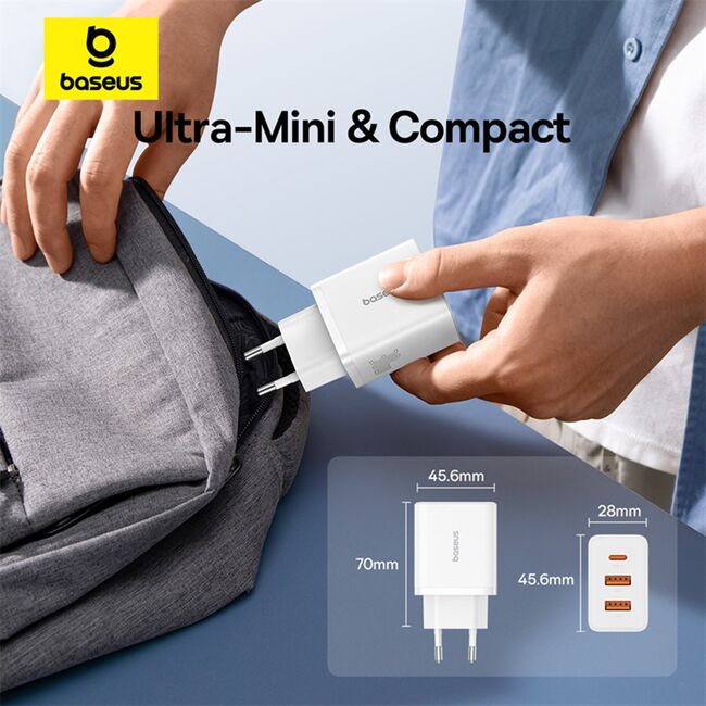 Incarcator GaN priza 2x USB, Type-C, Fast Charging, 30W Baseus, P10111402213-00