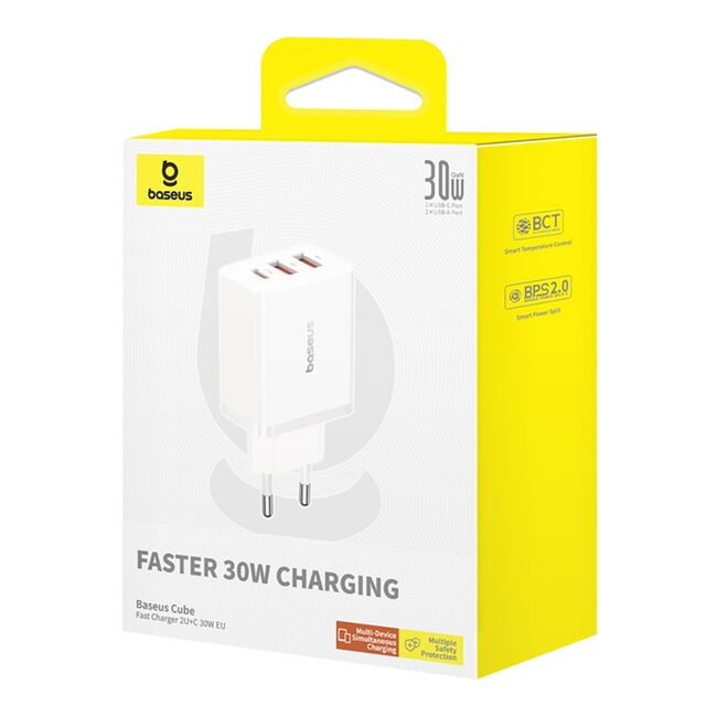 Incarcator GaN priza 2x USB, Type-C, Fast Charging, 30W Baseus, P10111402213-00
