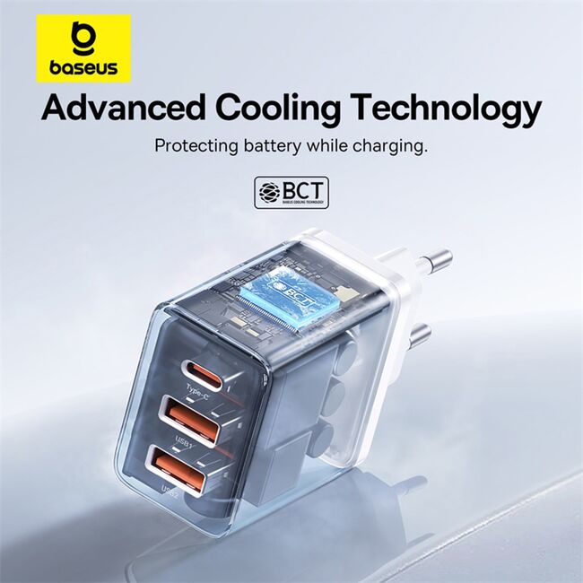 Incarcator GaN priza 2x USB, Type-C, Fast Charging, 30W Baseus, P10111402213-00