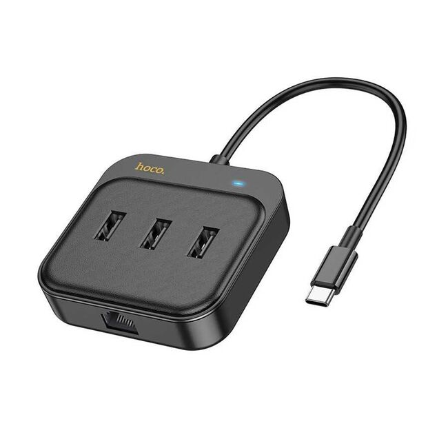 Adaptor Easy Link (HB35) - 4 in 1 Gigabit Ethernet, USB-C la 3x USB2.0 + RJ45, 0.2m, negru