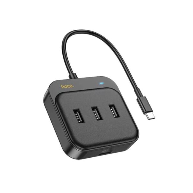 Adaptor Easy Link (HB35) - 4 in 1 Gigabit Ethernet, USB-C la 3x USB2.0 + RJ45, 0.2m, negru