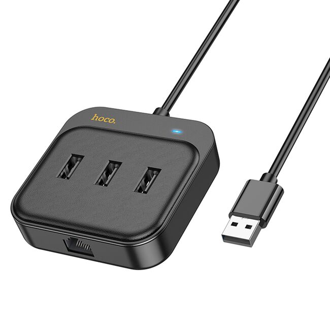 Adapter Easy Link (HB35) - 4 in 1 Gigabit Ethernet, USB la 3x USB2.0 + RJ45, 0.2m, negru