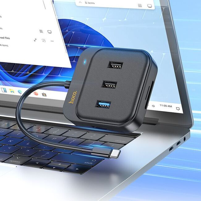 Adaptor Easy Link (HB38) - 7 in 1, de la USB-C la HDMI, SD, TF, USB3.0, 2 x USB2.0, Type-C PD100W, negru