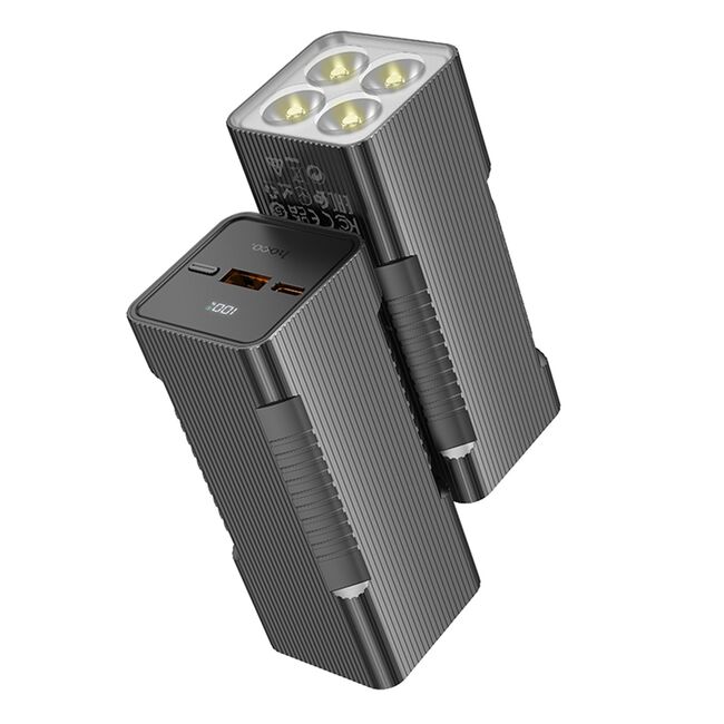 Lanterna LED cu acumulator extern, power bank USB, USB Type-C Hoco Q15, 10000mAh, 22.5W, gri