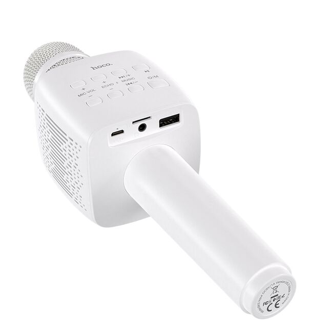 Microfon portabil wireless karaoke Hoco BK5, 5W, LED, alb