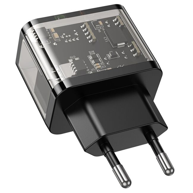 Incarcator priza USB, USB Type-C Hoco N34, QC3.0, 20W, negru transparent