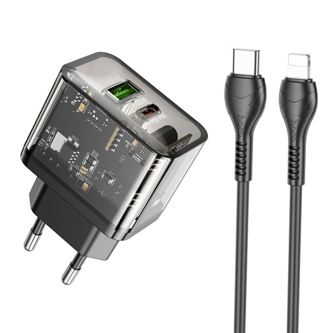 Incarcator priza USB, USB-tip C 20W Hoco N34 + cablu Lightning, 1m