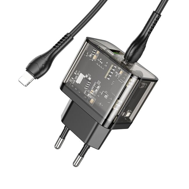 Incarcator priza USB, USB-tip C 20W Hoco N34 + cablu Lightning, 1m