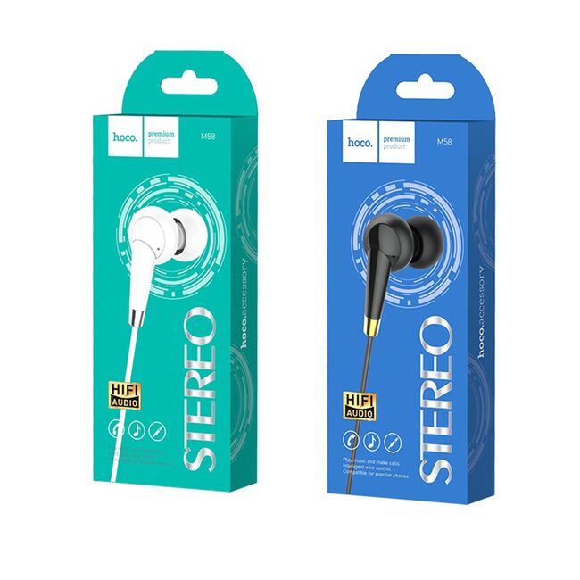 Casti stereo Jack 3.5mm cu microfon Hoco M58, 1.2m, negru