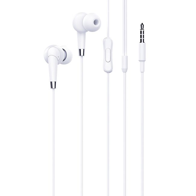 Casti stereo Jack 3.5mm cu microfon Hoco M58, 1.2m, alb