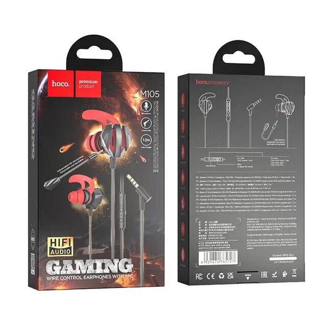 Casti gaming in-ear Jack 3.5mm cu microfon Hoco M105, negru