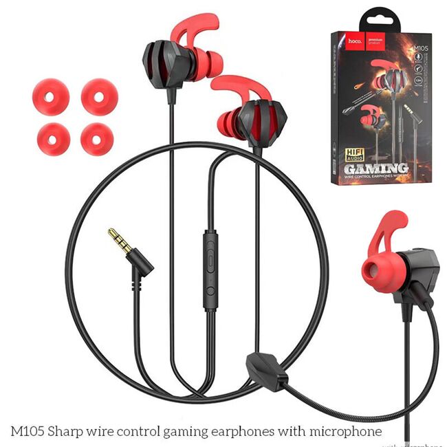 Casti gaming in-ear Jack 3.5mm cu microfon Hoco M105, negru