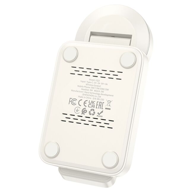 Statie de incarcare wireless MagSafe Hoco CQ3, iPhone, iWatch, AirPods, alb