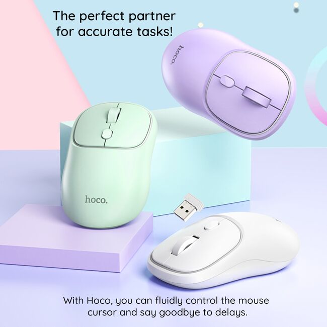 Mouse laptop wireless 2.4G, 1600 DPI Hoco GM25, mov