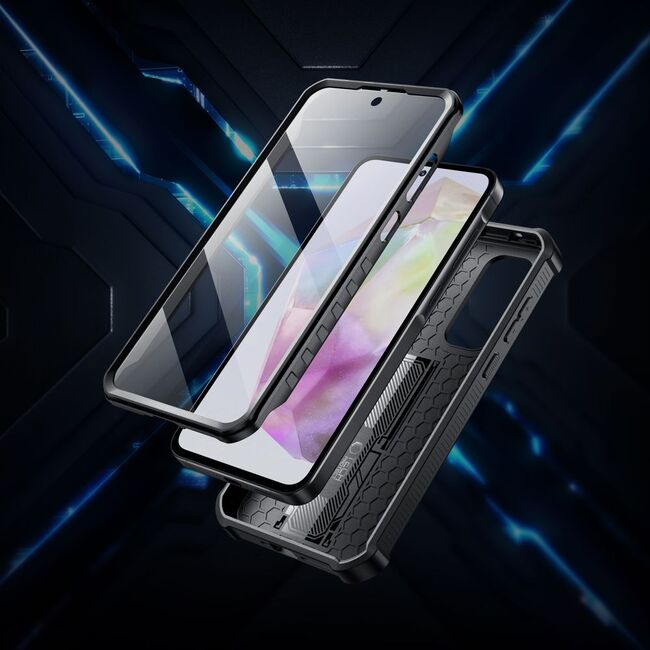 Pachet 360: Husa cu folie integrata Samsung Galaxy A35 KEVLAR PRO360 (fata spate), cu protectie lentile, negru