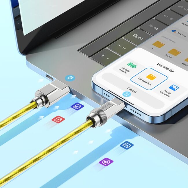 Cablu USB-C la iPhone Fast Charging 20W Hoco U113, 1m, argintiu