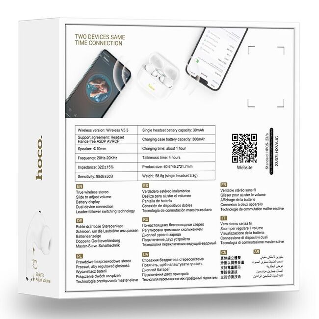 Casti Bluetooth Active Noise Cancelling Hoco EW56 Plus, alb